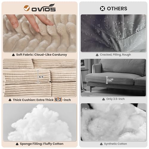 ovios 130.7" Modular Sectional Sofa Couch, U-Shaped Cloud Couches with 2 Ottomans Chaise