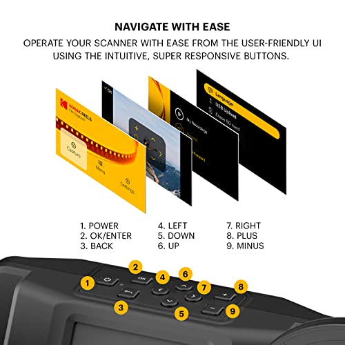 KODAK REELS 8mm & Super 8 Films Digitizer Converter with Big 5&rdquo; Screen, Scanner Converts Film Frame by Frame to Digital MP4 Files for Viewing