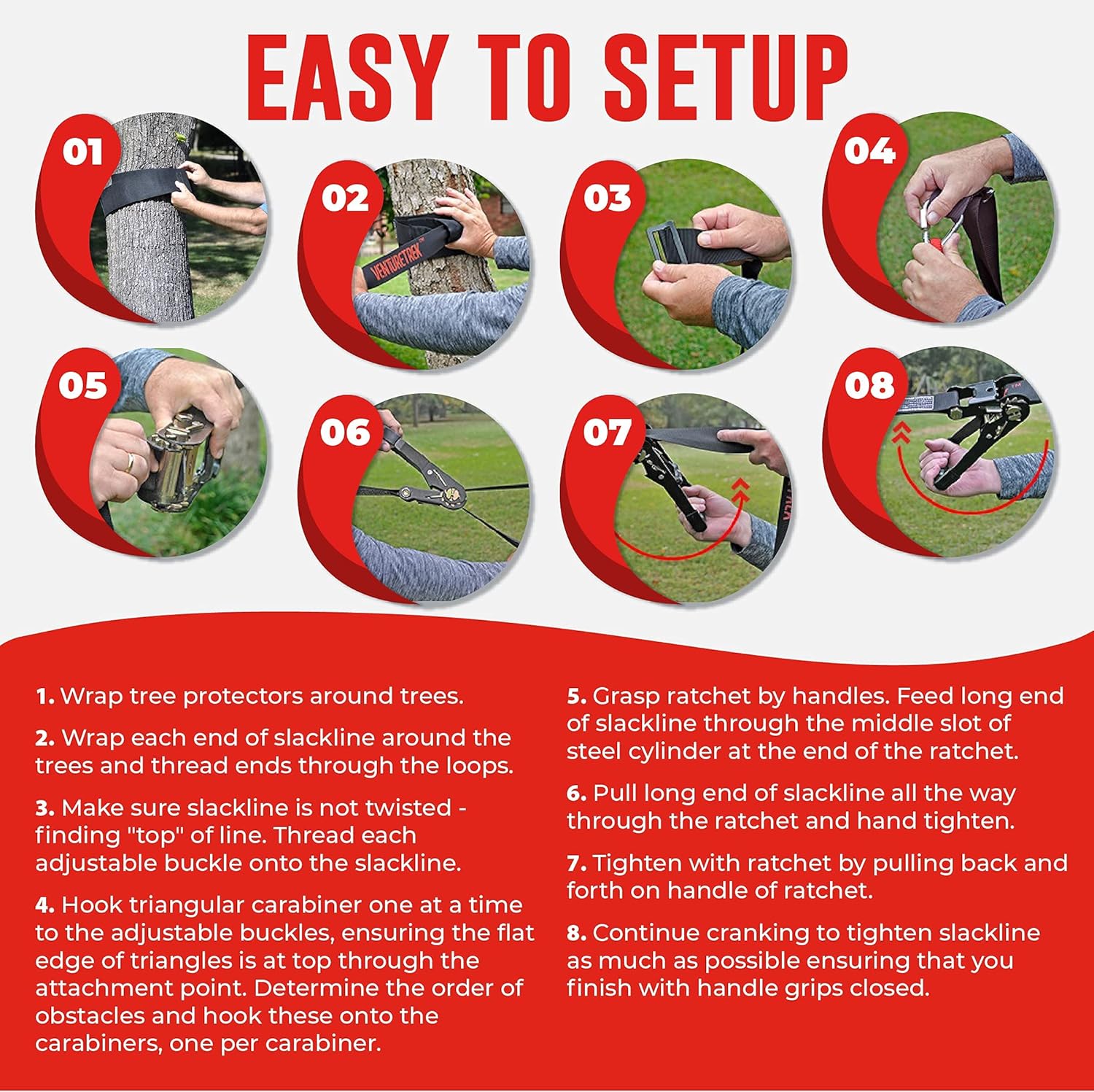 VENTURETRAIL 50FT American Ninja Warrior Obstacle Course for Kids, Ninja Warrior Kids, Ninja Slackline for Backyard