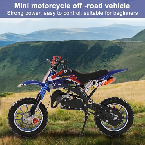 Mini Dirt Bike, 50 CC Gas Powered Mini Bike 2 Stroke, Off Road Motorcycle for Kids and Adult, Kids Dirt Bike with Front & Rear Disc Brakes