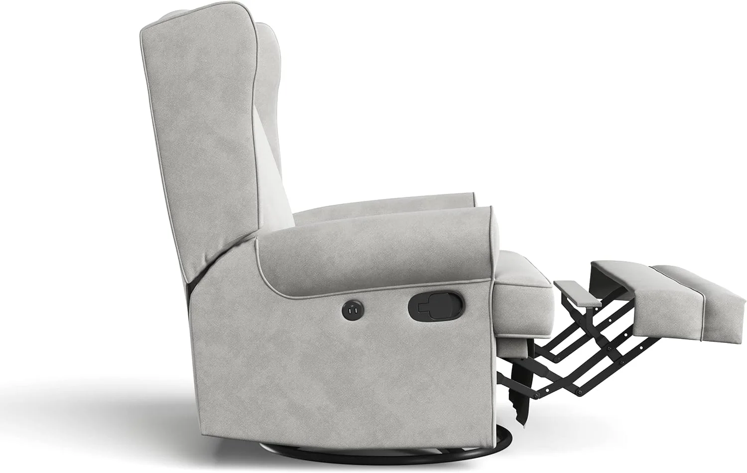 Storkcraft Serenity Wingback Children's Nursery Recline Glider with USB, Steel