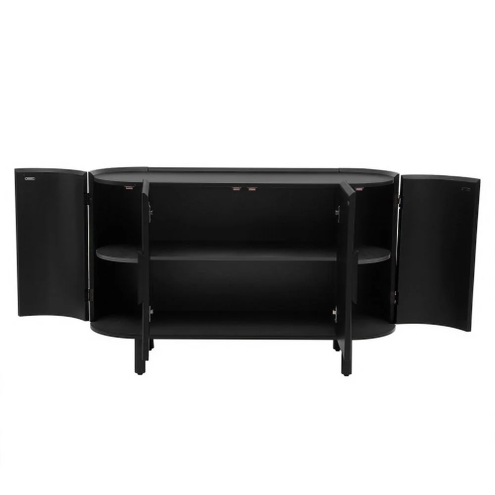 Motent Curved Design Light Luxury Sideboard with Adjustable Shelves,Suitable for Living Room,Study and Entrance, Black