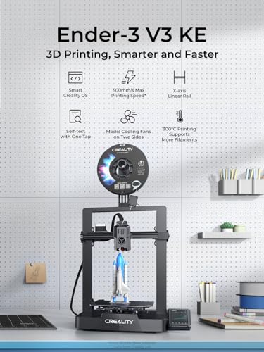 Creality Ender-3 V3 KE 3D Printer, 500 mm/s High-Speed Printing with Auto-Leveling, Sprite Direct Extruder Supports 300℃ Printing