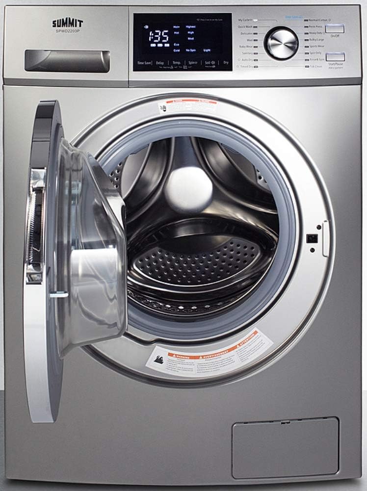 Summit Appliance SPWD2203P 24" Wide 115V Washer/Dryer Combo in Platinum for Non-Vented Use, 2.7 Cu.Ft. Capacity, LCD Display, 16 Wash Cycles