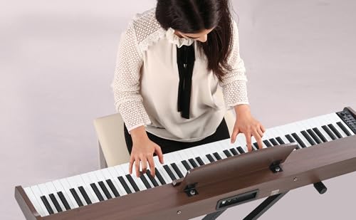 Digital Piano 88 Key Weighted with Piano Bench, 88 Key Full Size Semi Weighted Keyboard Piano, Electronic Piano for Beginner,with Adjustable Stand