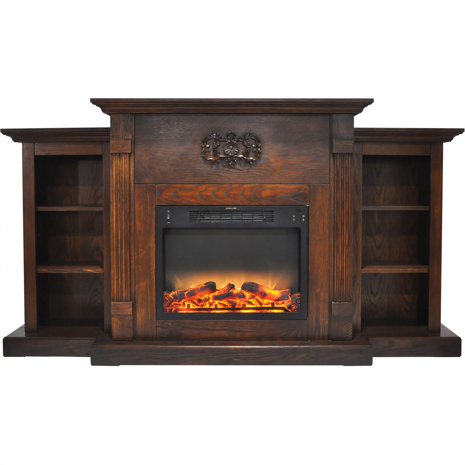 Cambridge Sanoma 72'' Electric Multi-Color LED Fireplace with Charred Log Insert with Remote | For Rooms up to 210 Sq.Ft | Dual Heat Settings |