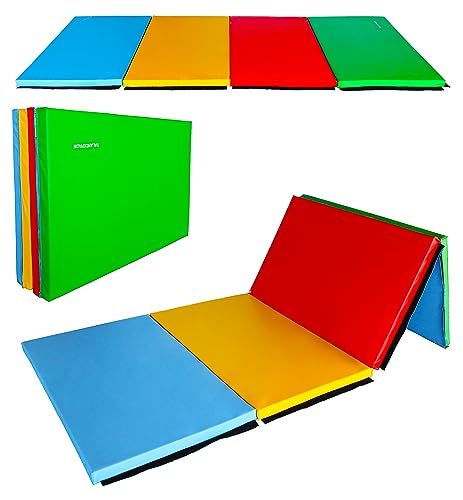 We Sell Mats 9 ft Folding Foam Balance Beam Bar and Signature Fitness Folding Exercise Mats, Gymnastics Equipment for Gymnast