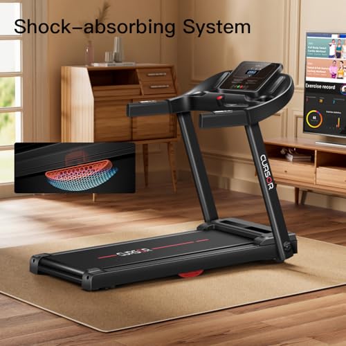 CURSOR FITNESS Home Folding Treadmill with Pulse Sensor, 2.5 HP Quiet Brushless, 7.5 MPH, 265 LBS Capacity