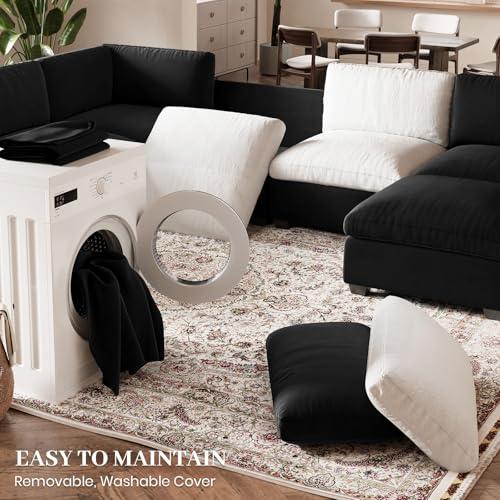 Belffin Extra Large Modular Sectional Sofa,106.3" 4-Seater L Shaped Couch,Velvet Convertible Sectional Couches for Living Room