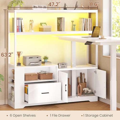 SEDETA L Shaped Standing Desk, Reversible Computer Office Desk with Drawers & Hutch