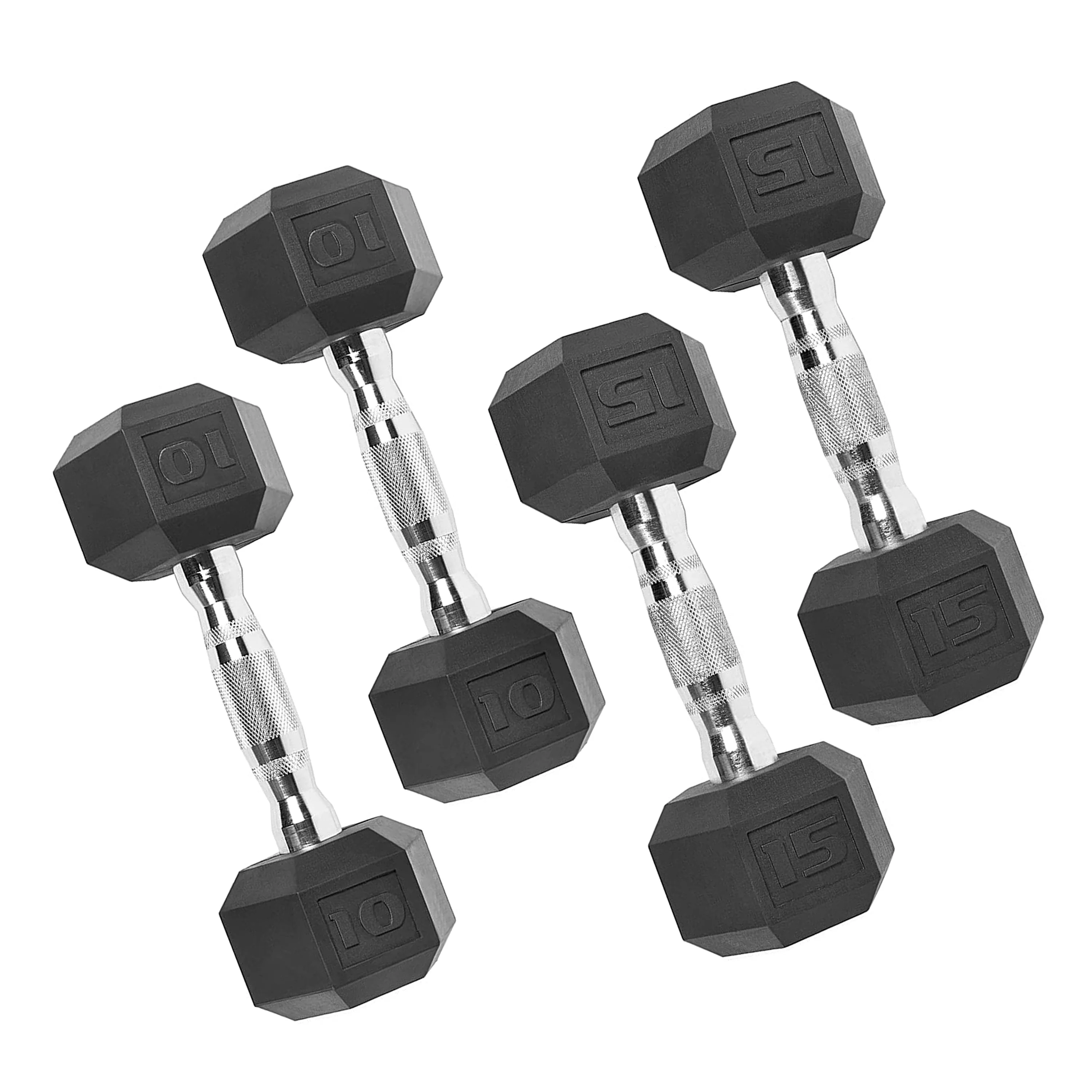CAP 150 lb Coated Rubber Hex Dumbbell Weight Set with A-Frame Rack, Black