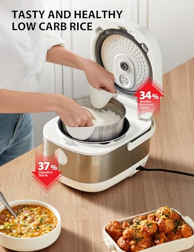 TOSHIBA Induction Heating Rice Cooker - Low Carb, Low Sugar, Digital Steamer, 5.5 Cups (Uncooked), 8 Cooking Functions, 24H Timer & Auto Keep Warm