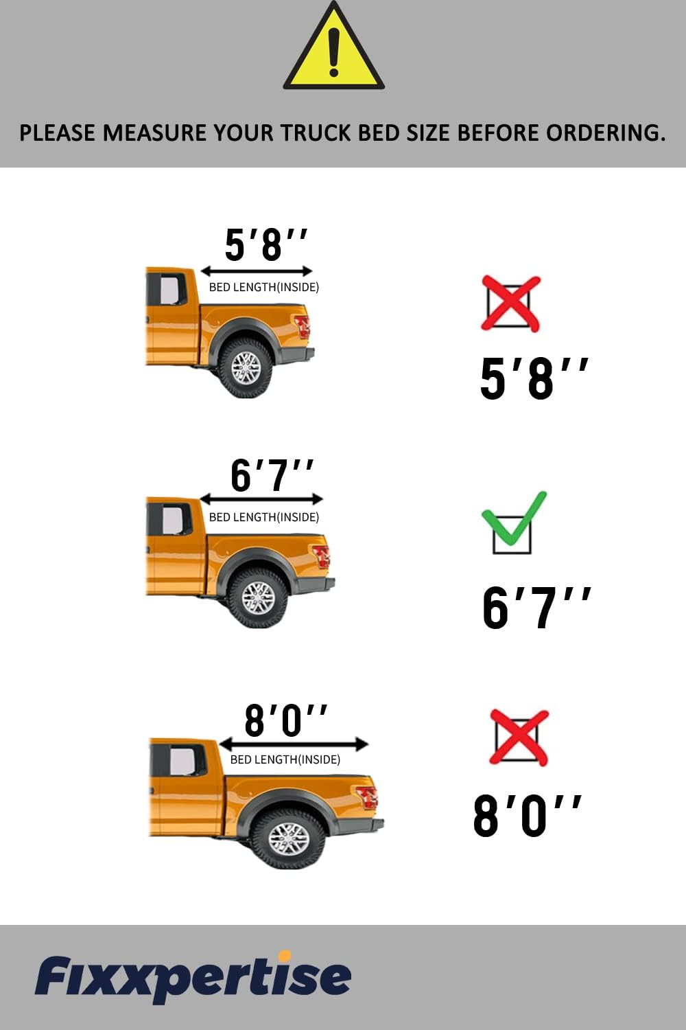 Fixxpertise Soft Quad Fold Truck Bed Cover 2019-2022 Chevy Silverado/GMC Sierra 1500 New Body Style 6'6'/' 6'7" Bed,Fleetside w/o Multi-Flex Tailgate
