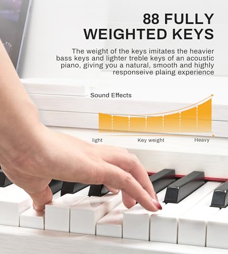 Vangoa Digital Piano 88 Keys Weighted Hammer Action Home Full size Digital Piano Keyboard for Adult Beginner with Furniture Stand, Flip Key Cover