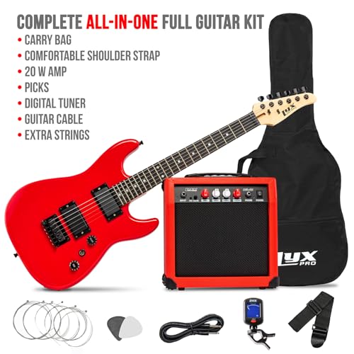 LyxPro 36 Inch Electric Guitar and Kit for Kids with 3/4 Size Beginner’s Guitar, Amp, Six Strings, Two Picks, Shoulder Strap, Digital Clip On Tuner