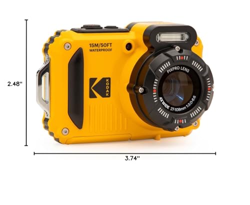 KODAK PIXPRO WPZ2 Rugged Waterproof Shockproof Dustproof WiFi Digital Camera 16MP 4X Optical Zoom 1080P Full HD Video Vlogging Camera 2.7" LCD