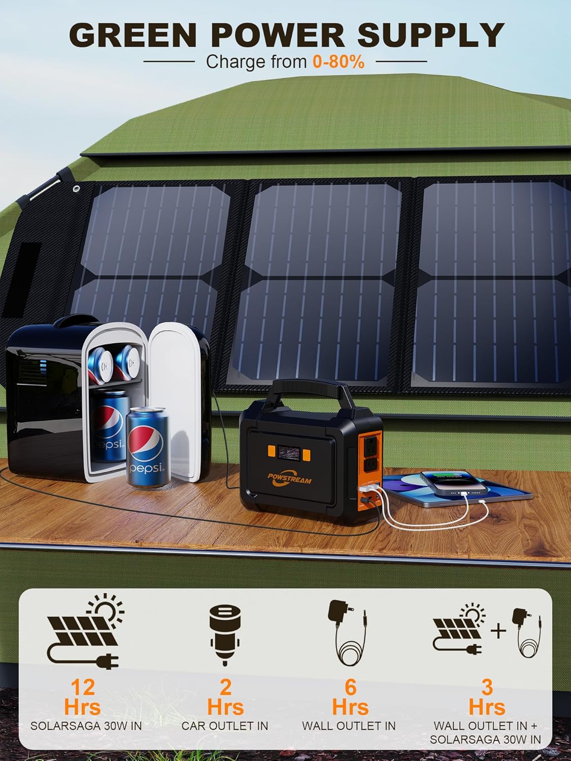 POWSTREAM-167Wh-Portable-Power-Station-Outdoor-Camping-Solar-Generators