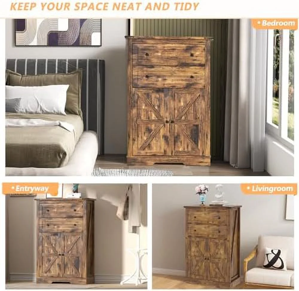 RUNFAYBIU Farmhouse Dresser for Bedroom   Dressers Organizer  Rustic Tall Chest of Drawers for Bedroom  Living Room  Hallway  White