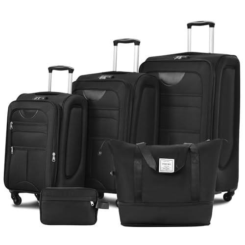 Merax Suitcase Set Softside 3-Piece Expandable Luggage with TSA Lock Spinner Wheels Lightweight Upright Luggage with Travel Bag(22/26/30 IN