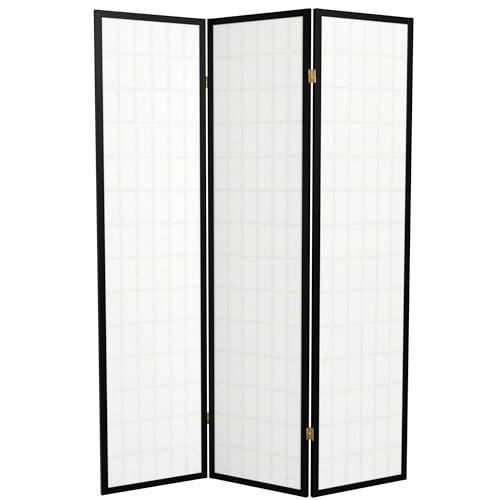 Red Lantern 6 ft. Tall Window Pane Shoji Screen-Natural-4 Panels Room Divider