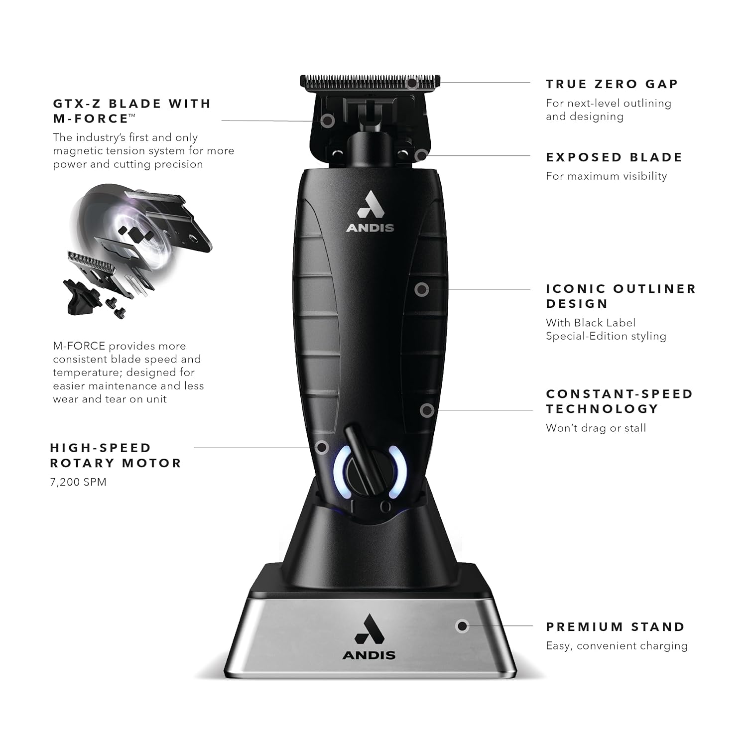 Andis GTX-EXO Black Label Special Edition, Professional Lithium-ion Electric Beard & Hair Trimmer, M-Force Technology, Cordless