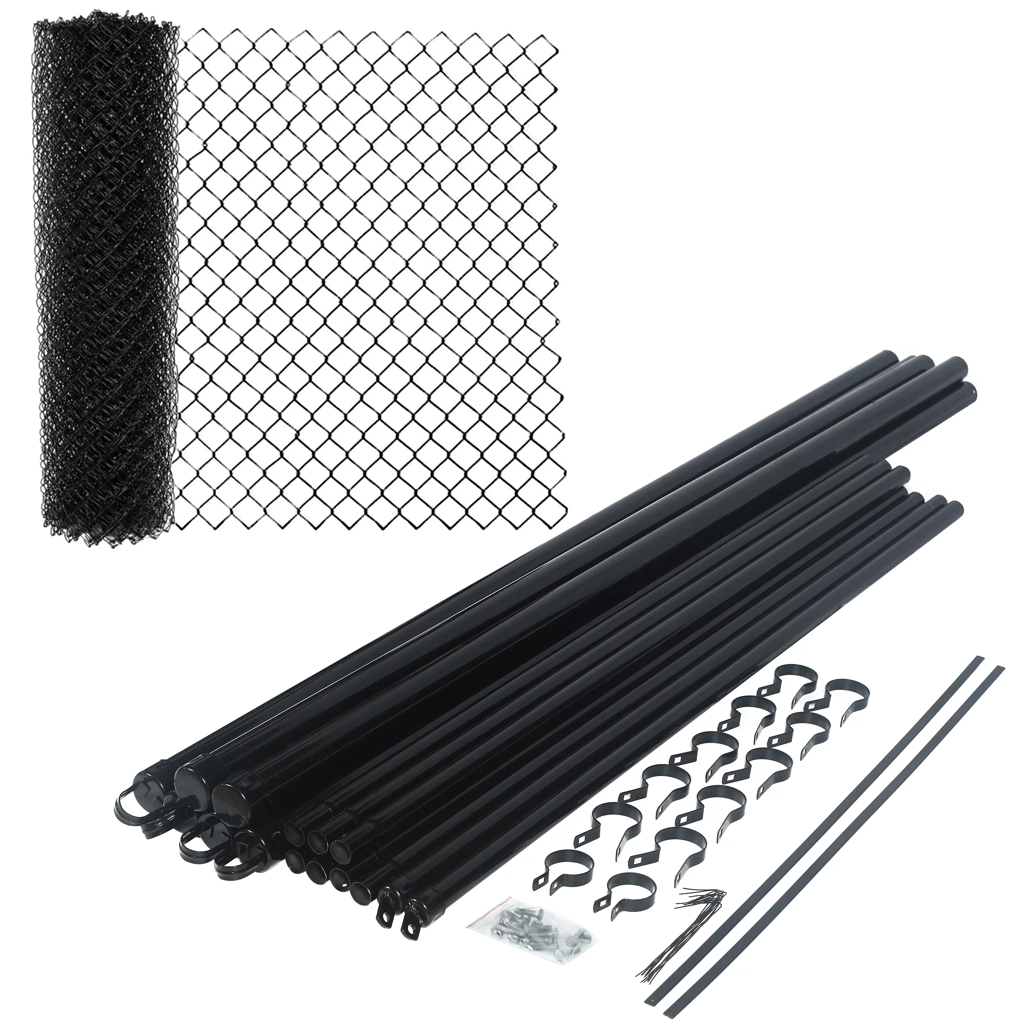 ALEKO KITCLFB9.5G5X50 DIY Chain Link Steel Fence 5X50 ft PVC Coated Black - Radiant Selections
