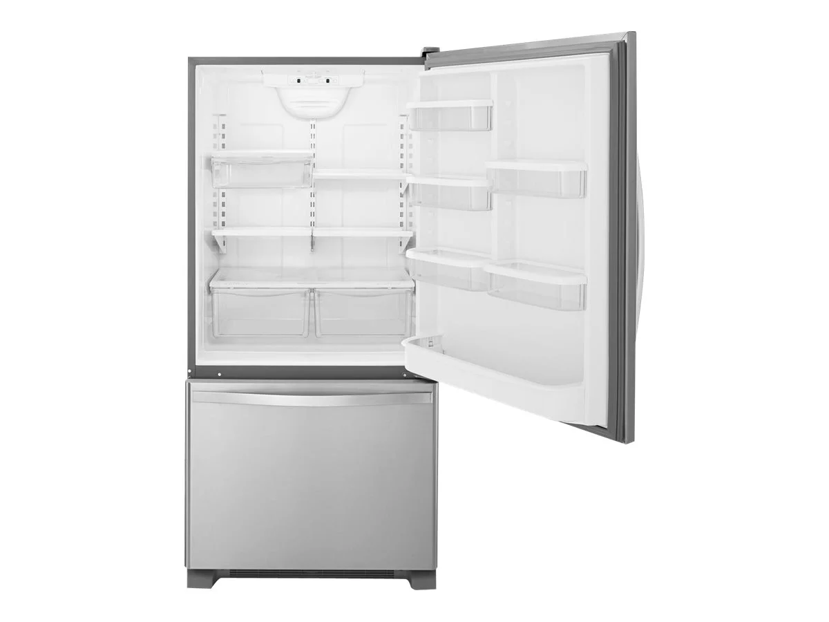 Whirlpool® Brand New WRB322DMBM - 33-inches wide Bottom-Freezer Refrigerator with Spill Guard™ Glass Shelves - 22 Cu. ft