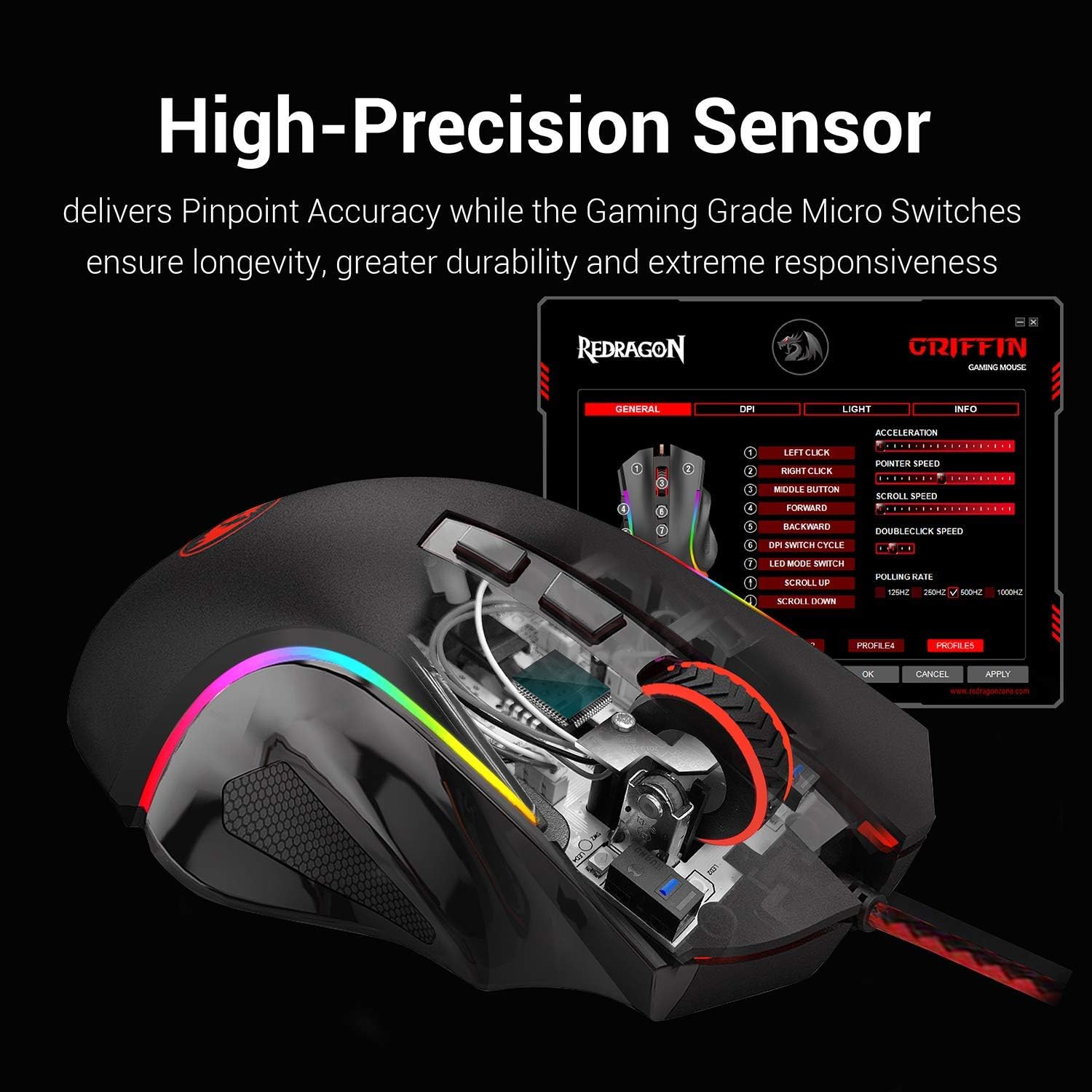 Redragon K551-RGB-BA Mechanical Gaming Keyboard and Mouse Combo Wired RGB LED Backlit 104 Key Keyboard & 7200 DPI Mouse for Windows PC Gamers (104
