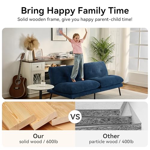 71" Convertible Futon Sofa,Faux Leather Futon Couch Bed,Sleeper Sofa Bed,Memory Foam Modern Folding Small Loveseat for Living Room,Office,Apartment