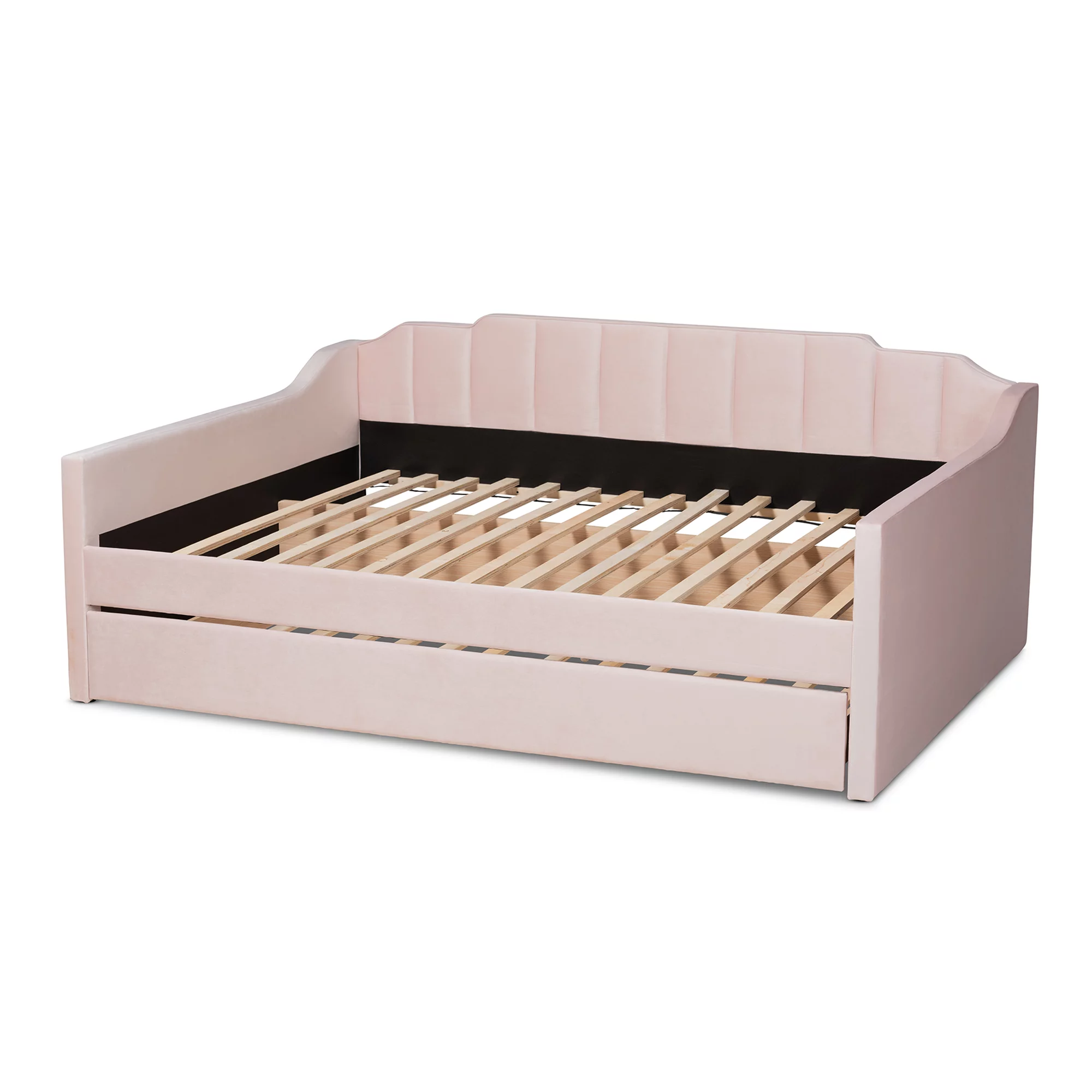 Baxton Studio Lennon Modern Engineered Wood with Trundle Daybed, Queen, Pink