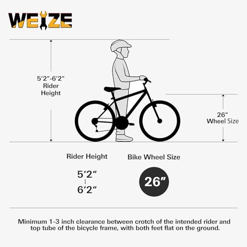 WEIZE Mountain Bike, 26 27.5 inch Outdoor Hybrid Bikes,18-Speed/High-Carbon Steel/Dual Full Suspension, Adjustable Ergonomic Seat for Men Women Adult