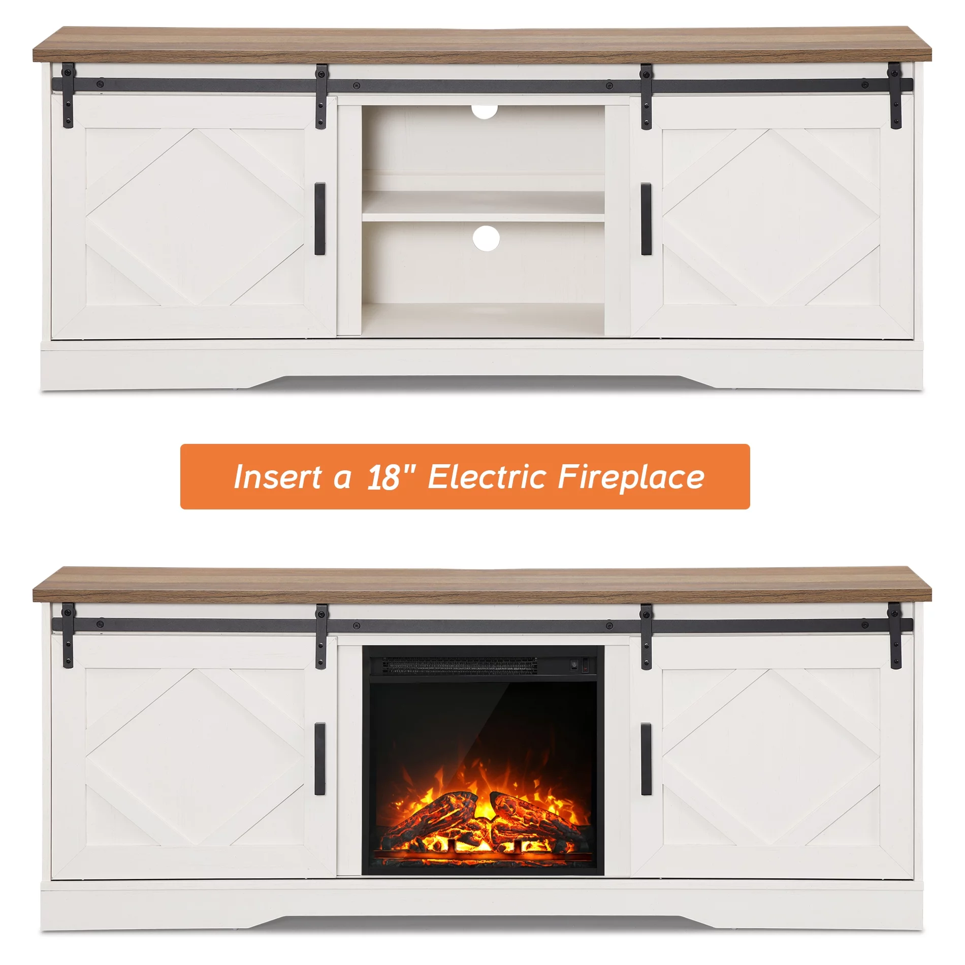 Farmhouse TV Stand for up to 75 inch TVs Brown