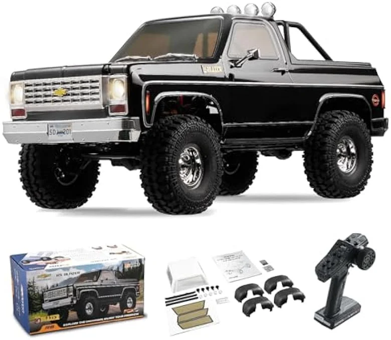 FMS 1/10 RC Crawler FCX10 Chevy K5 Blazer Officially Licensed, RC Pick Up Truck & SUV, 2.4GHZ 11CH Remote Control Car with Two-Speed Transmission