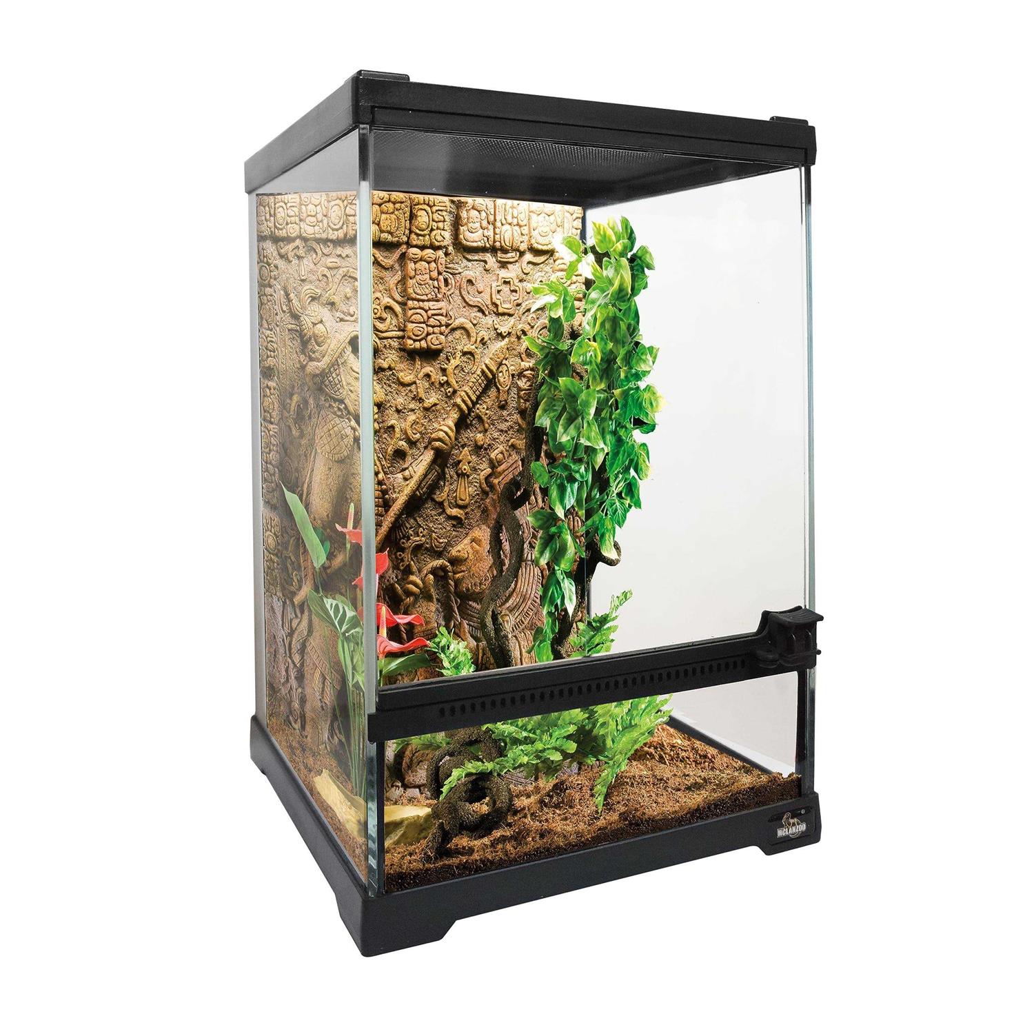 Waazoorep Mini Reptile Glass Terrarium Tank 8x8x12“ Full View with Front Opening Door and Enclosure Habitat Cage for Leopard Gecko Tarantula Young