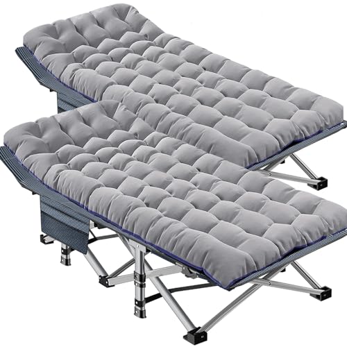DoCred Folding Camping Cot with Mattress, 2 Pack Heavy Duty Folding Cot for Adults, Portable Sleeping Cot Bed Adults Outdoor Bed with Carry Bag