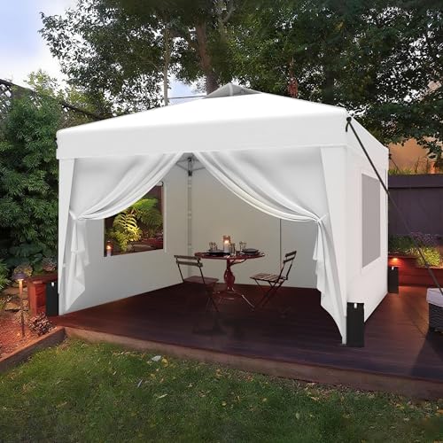 SANWAY 10x10 Pop Up Canopy Tent with Sidewalls x 4 &ndash; Easy Setup Canopy Tent, Waterproof, UV-Resistant