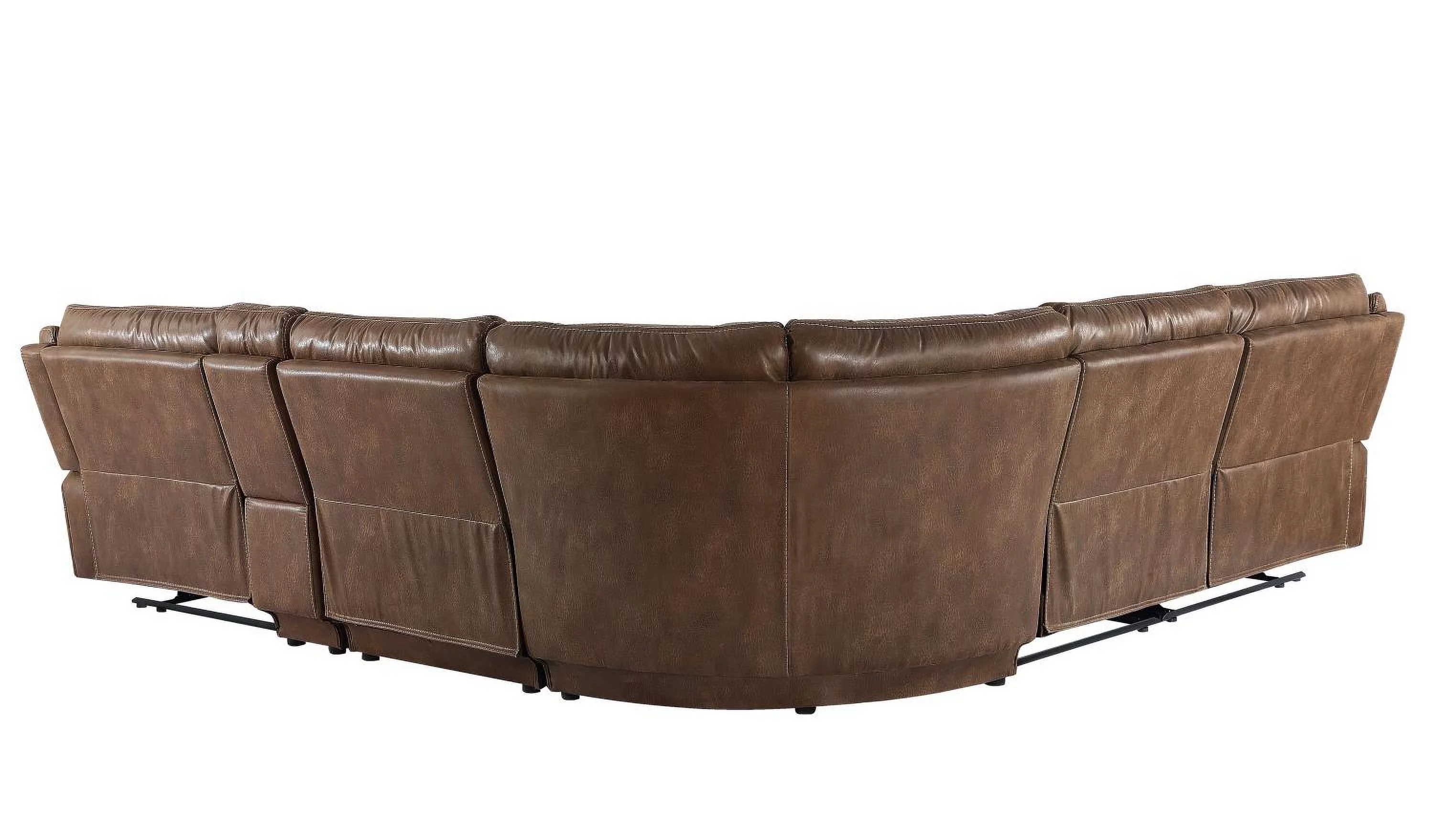 Lehi Cocoa Brown Faux Leather 6-Piece Manual Reclining Sectional