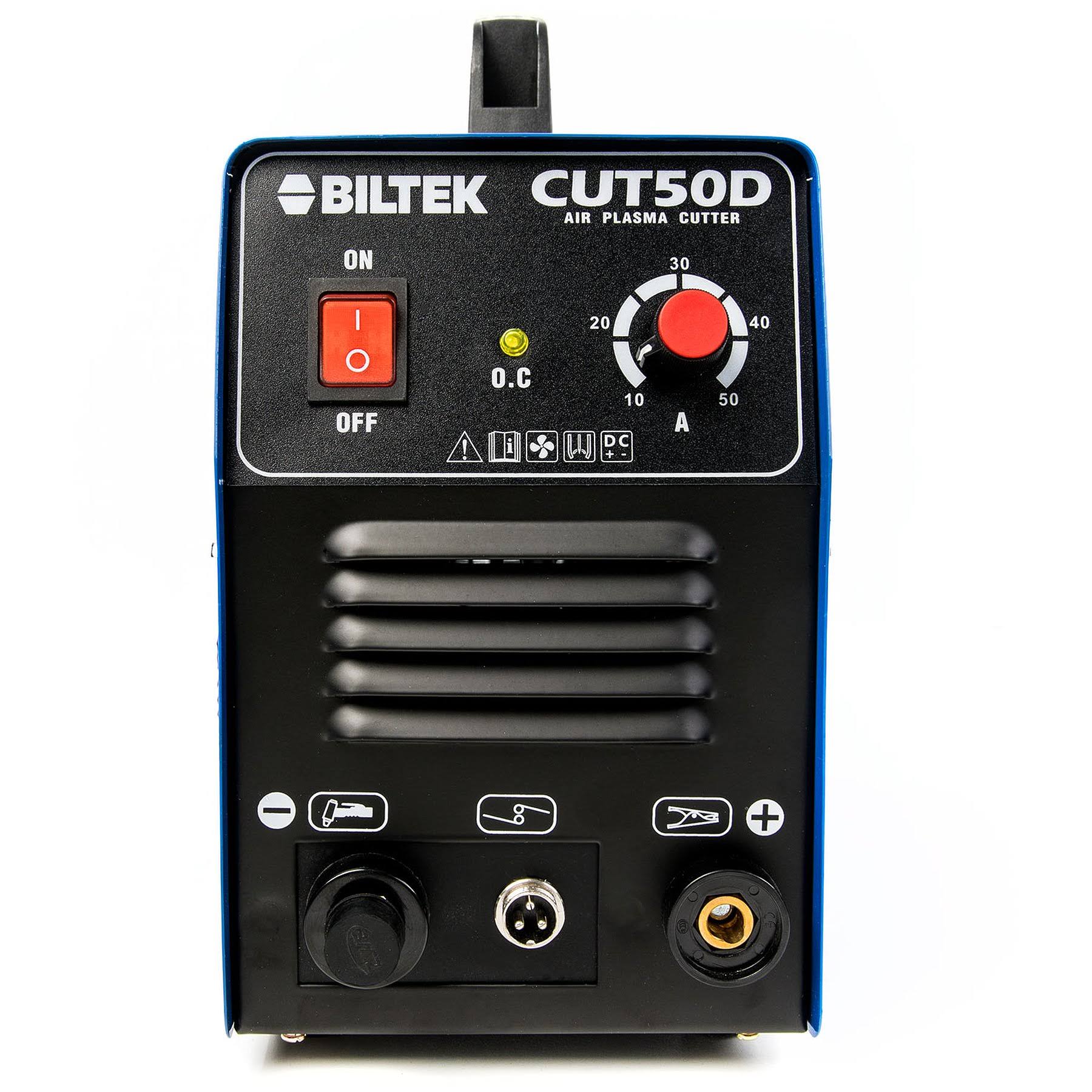 Biltek 50Amp Air Plasma Cutter, 1/2x22 inch Cut 110V/220V Input CUT50D DC Inverter Dual Voltage with Pre-Installed 110V US Plug,