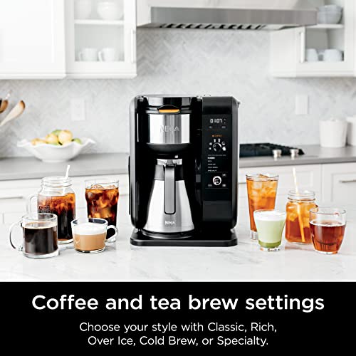 Ninja Hot and Cold Brewed System, Tea & Coffee Maker, with Auto-iQ, 6 Sizes, 5 Styles, 5 Tea Settings, 50 oz Thermal Carafe, Frother