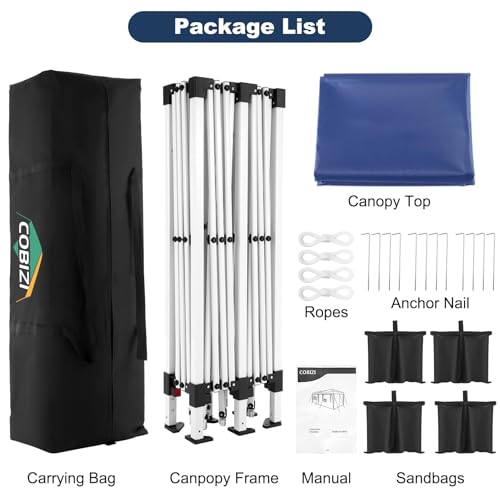 COBIZI 10x10 Pop up Canopy Tent Protable Canopy Tent with 4 Sidewalls Waterproof Commercial Instant Shelter for Parties, Wedding