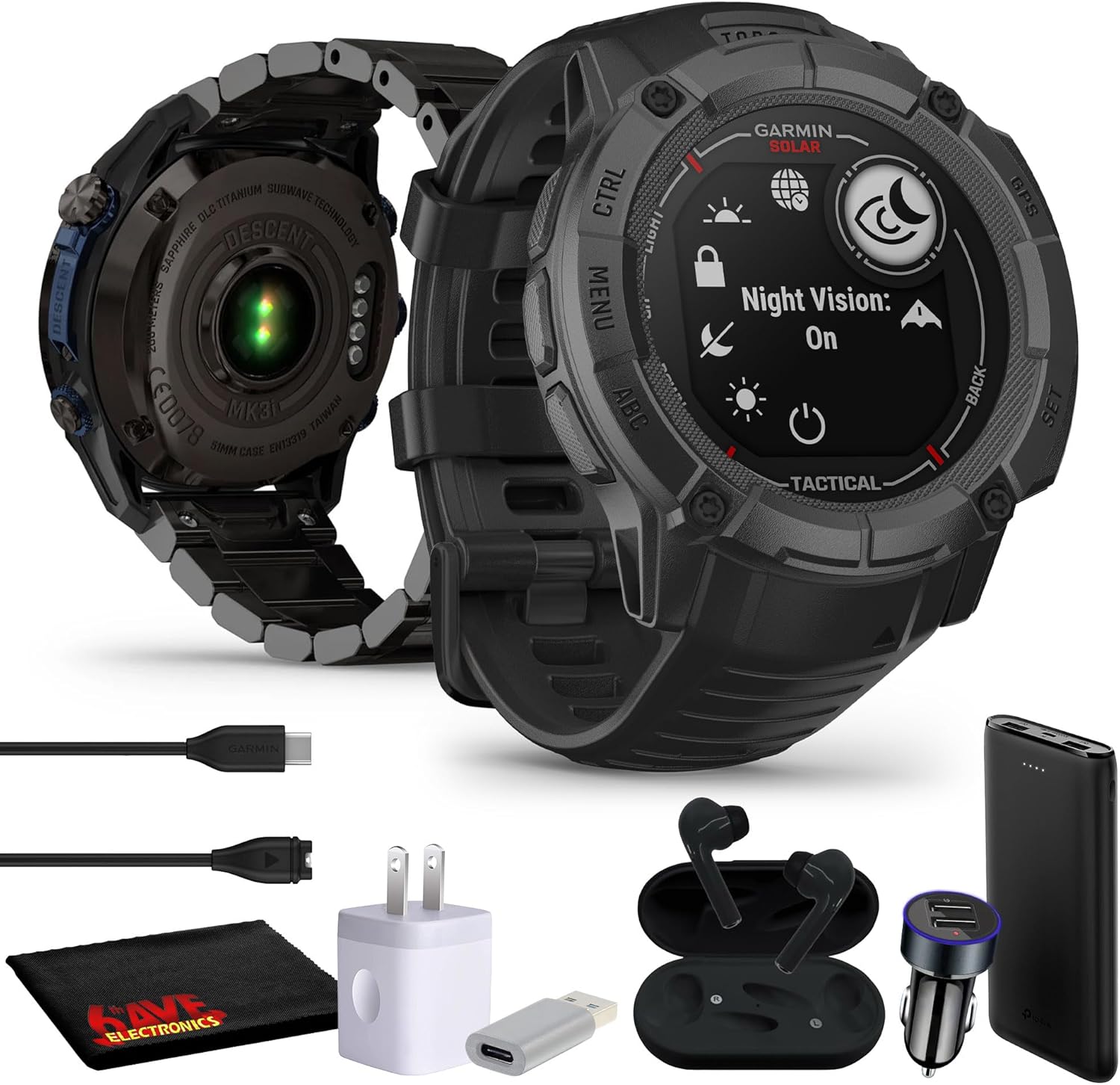 Garmin Instinct 2X Solar - Tactical Edition Black, Rugged Outdoor GPS Smartwatch for Men, Solar Charging Capability