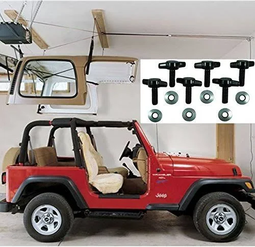 Jeep Hardtop Storage Harken Hoist Lift with Bonus 6 T Knobs for Quick Removal Safe One Person Operation Lifts Evenly 1 Mechanica