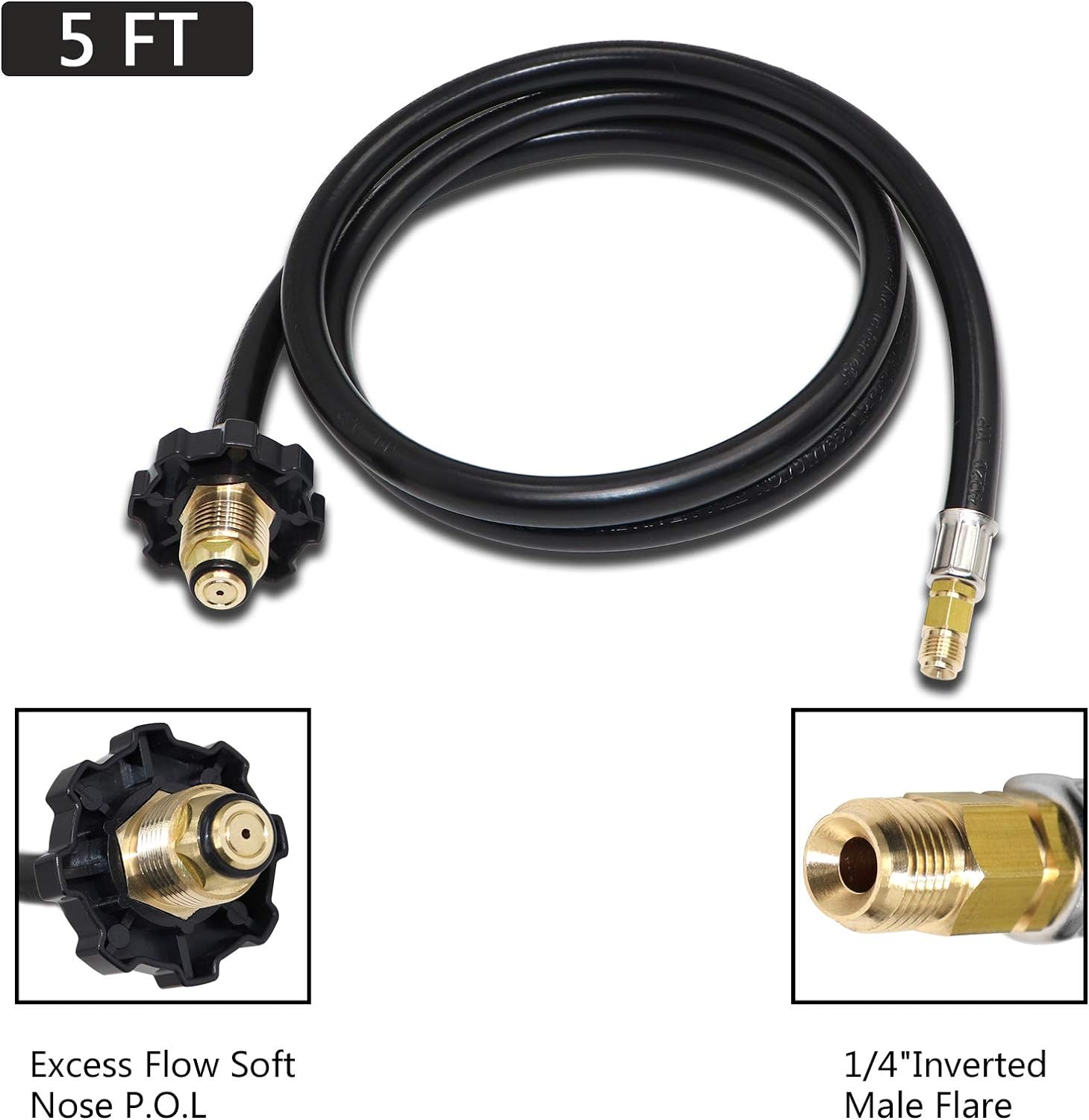 New Upgraded Propane Brass Tee Adapter Kit 4-Port Propane Brass Tee 5ft and 12ft Hoses Allows for Connection Between Auxiliary Propane Cylinder and