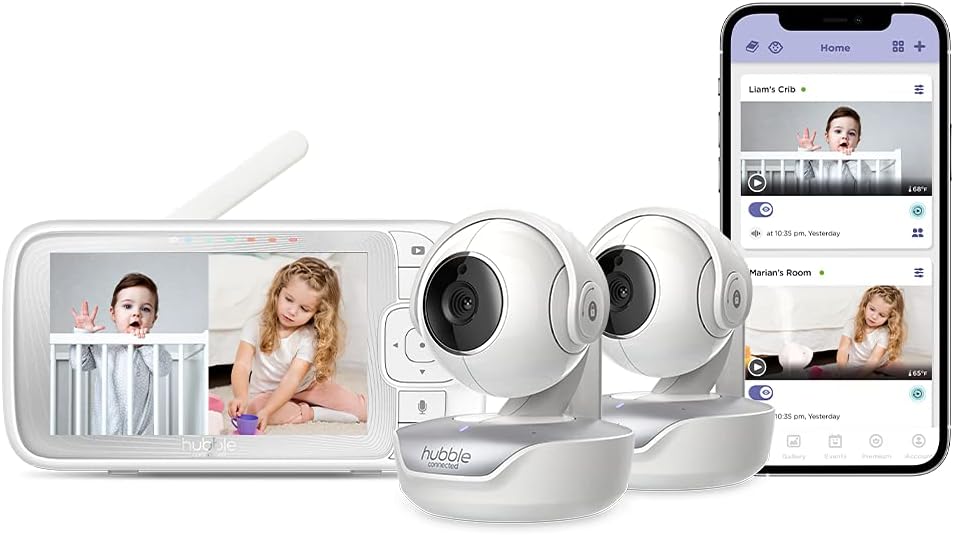 Hubble Connected Nursery Pal Connect Family- 5 Smart HD Wireless Baby Monitor, Portable Security Camera for Kids Room - 15-Hour Battery