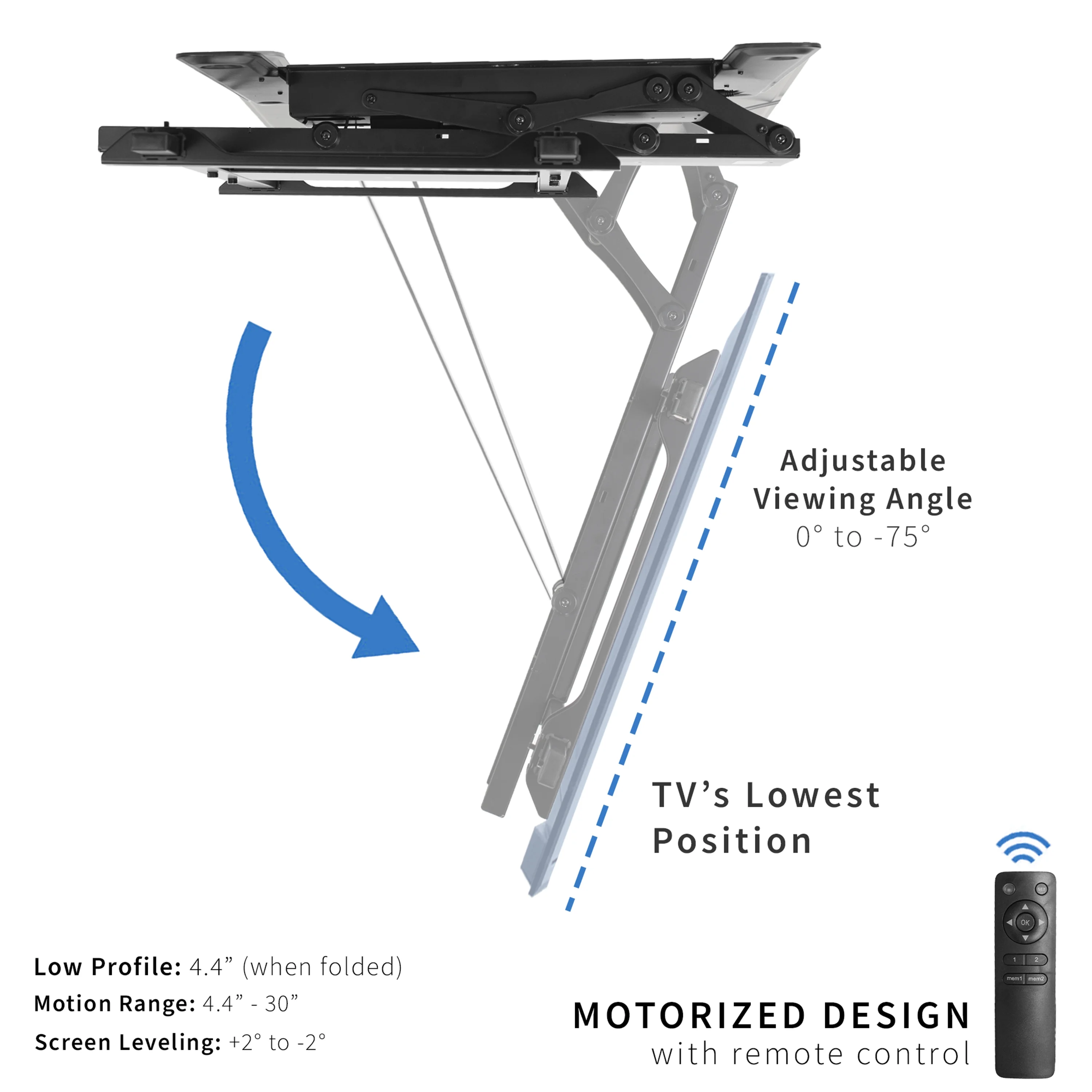 VIVO Motorized Flip Down Pitched Roof Ceiling TV Mount for 40" to 85" Screen - Curated Treasures Market