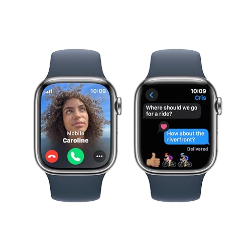Apple Watch Series 9 [GPS + Cellular 45mm] Smartwatch with Starlight Aluminum Case with Starlight Sport Band M/L. Fitness Tracker, ECG Apps