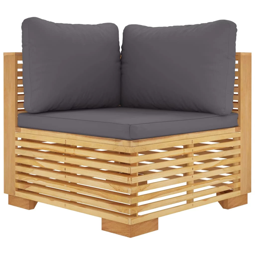 Walmeck Patio Corner Sofas with Cushions 2 pcs Solid Wood Teak