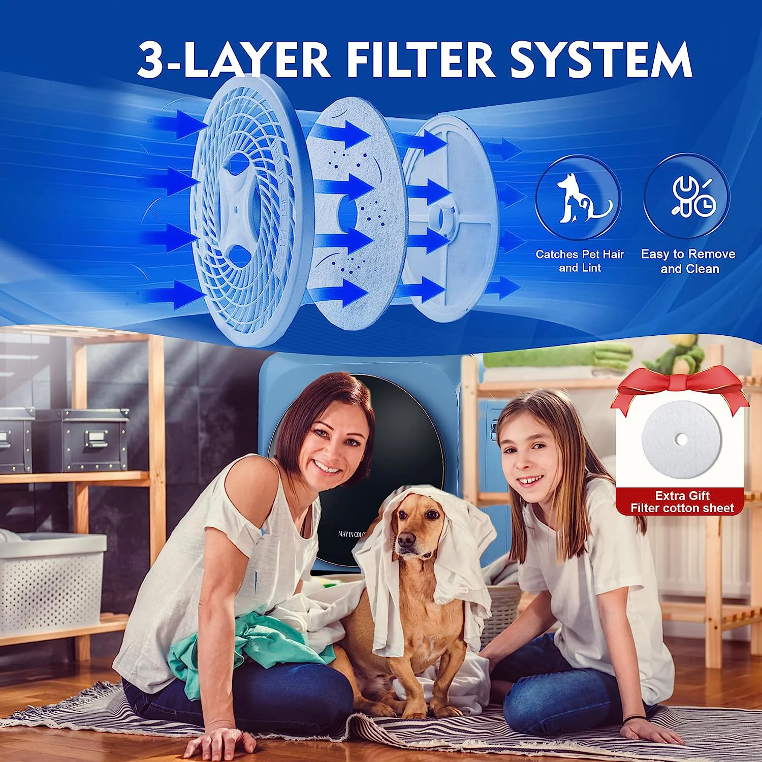 Portable Clothes Dryer 8.8 Lbs Compact Electric Dryer with Smart Moisture Sensor 850W Dryer with LCD Control Panel Tumble for RV Apartment Dorm Home