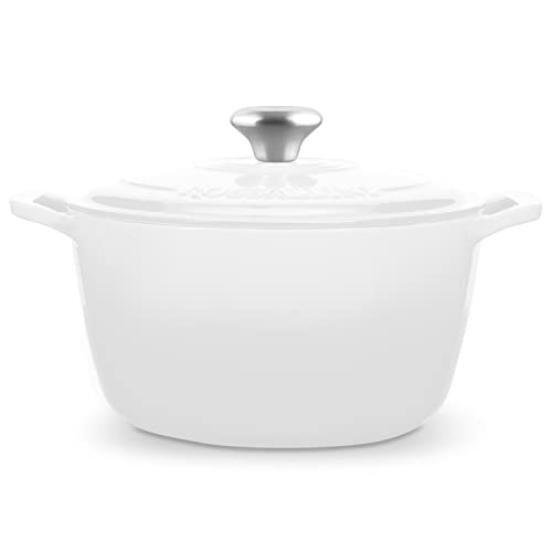 Signature Enameled Cast Iron Dutch Oven, Non-Stick Serving Pot with Tight Fitting Lid for Perfect Roasting, Baking, Sauteing
