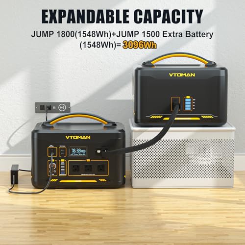 VTOMAN Jump 600X Portable Power Station, LFP Battery Powered Generator with 2x 600W AC Outlets (Surge 1200W), 4x USB ports